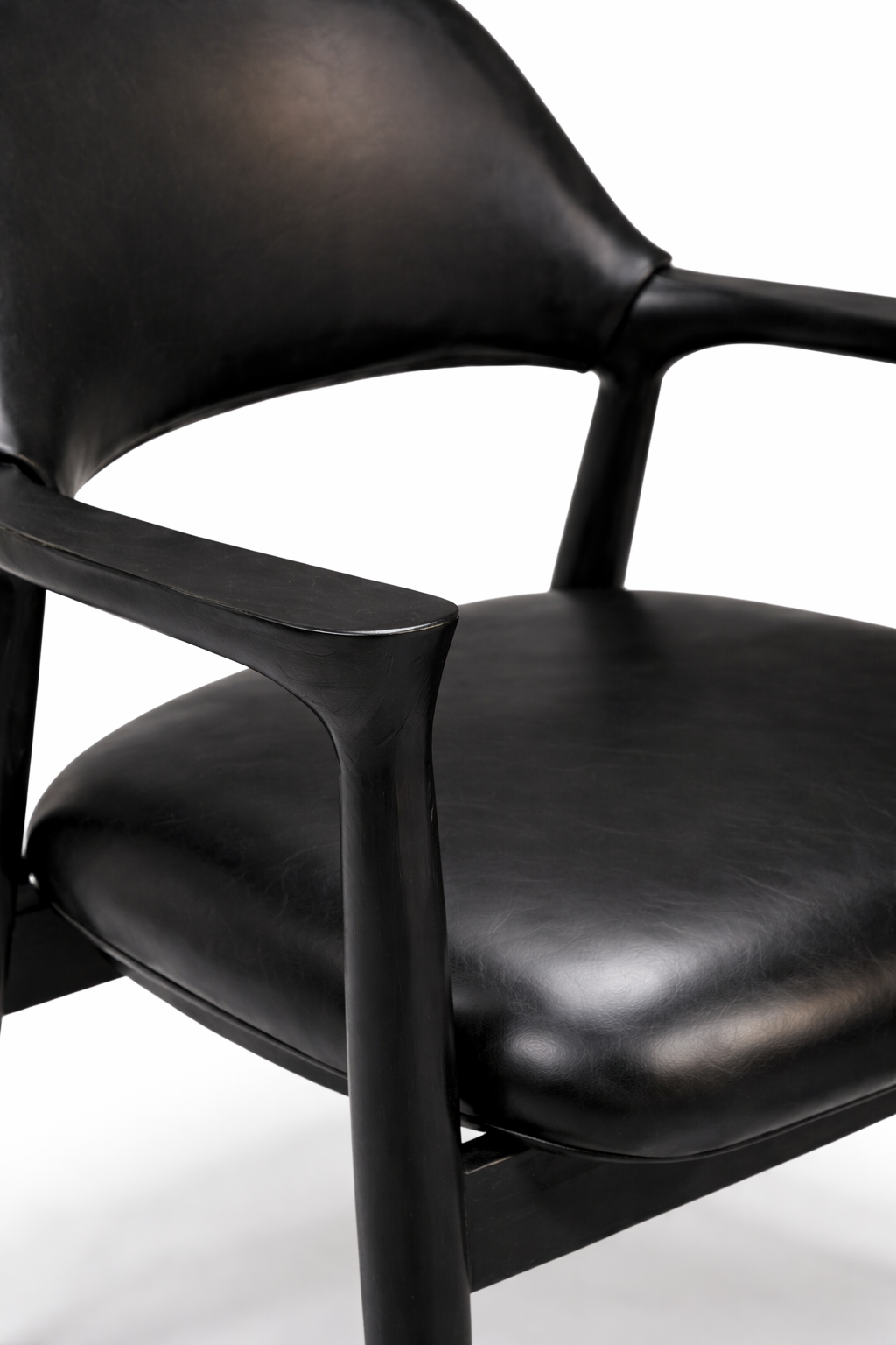 Heroshima Oversized Dining Chair - Fully Black Leather Thumbnail