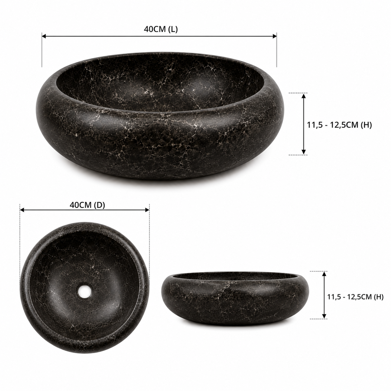 MARBLE SINK DONUT FULLPOLISH  black Thumbnail
